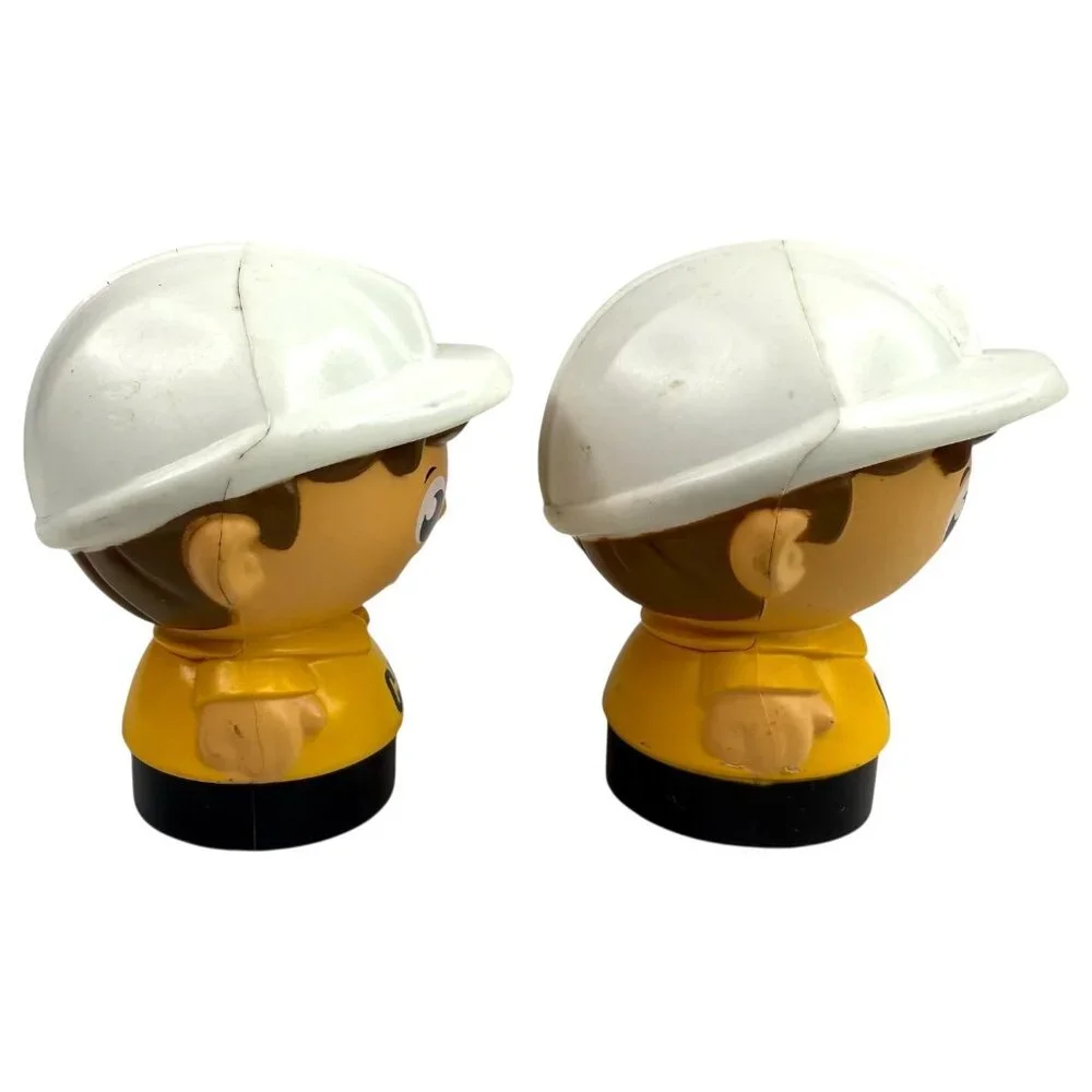 2 Mega Bloks Block Cat Construction Crew Worker Men Caterpillar Hard Hat Buddies